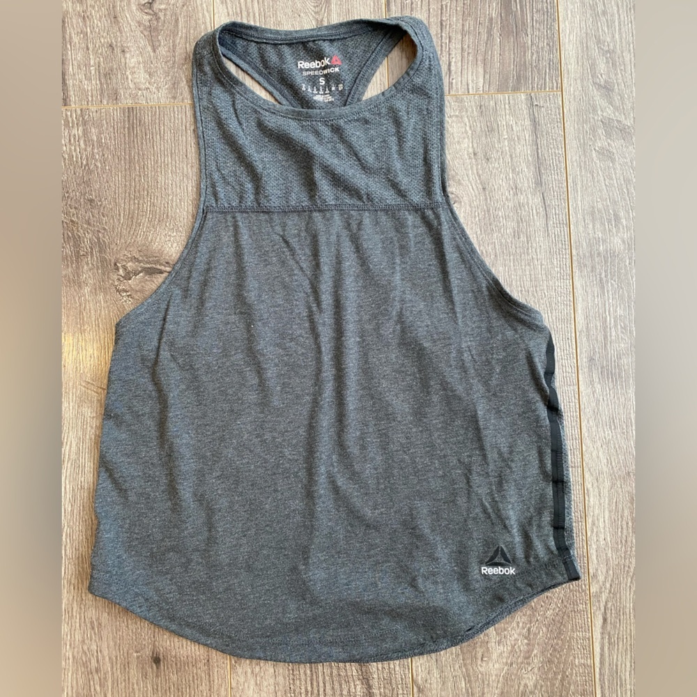 3/$15 Reebok Women's Gray Racerback Tank Top w/ Mesh Cut outs